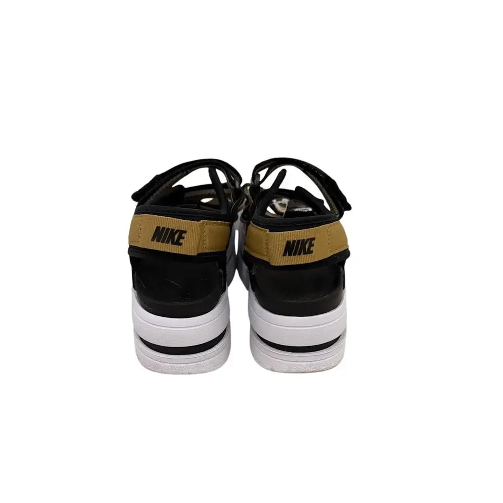 Nike Icon Classic Black White Gold Strappy Platform Sandals Size 7